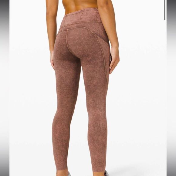 Lululemon Fast and Free Tight II 25" Ice Dye Size 8 Ice Wash Brown Earth Pockets - Picture 5 of 16